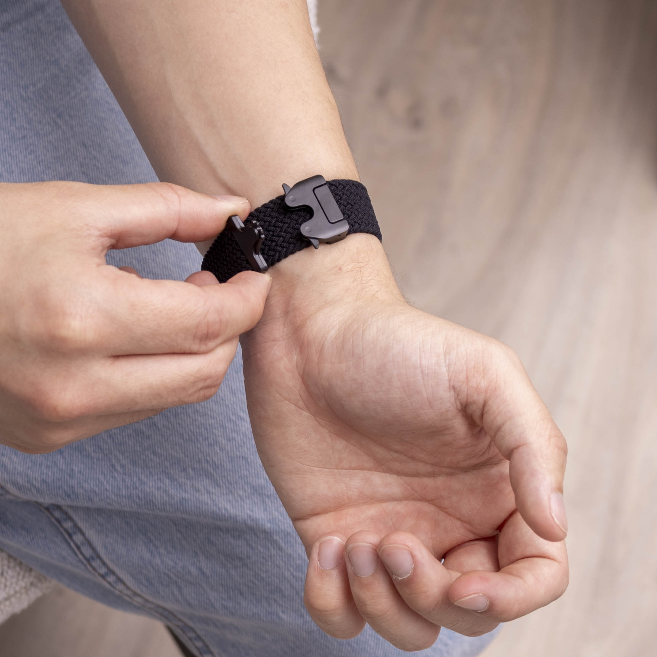 Samsung Galaxy Watch 8 - 40mm Geflochtenes Armband mit P-Schnalle (Schwarz)