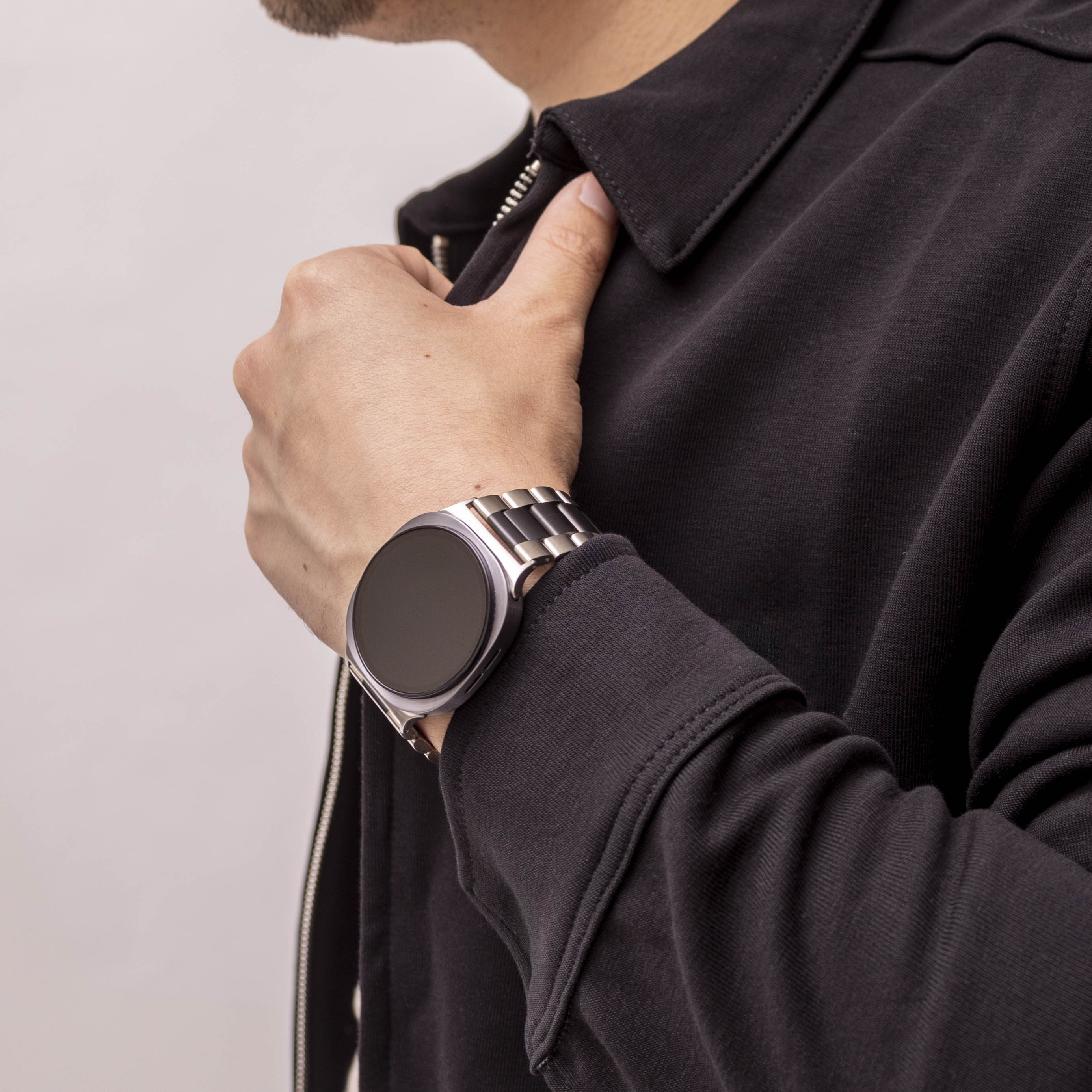 Bandz Samsung Galaxy Watch 8 - 44mm Stahlarmband 'Classic' (Silber/Schwarz)