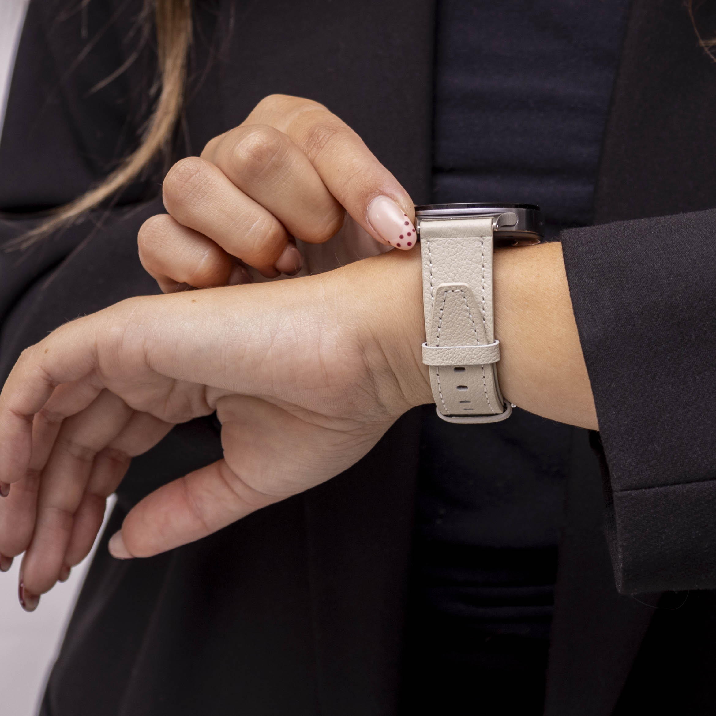 Bandz Samsung Galaxy Watch 8 - 40mm Lederarmband 'Deluxe' (Hell Beige)