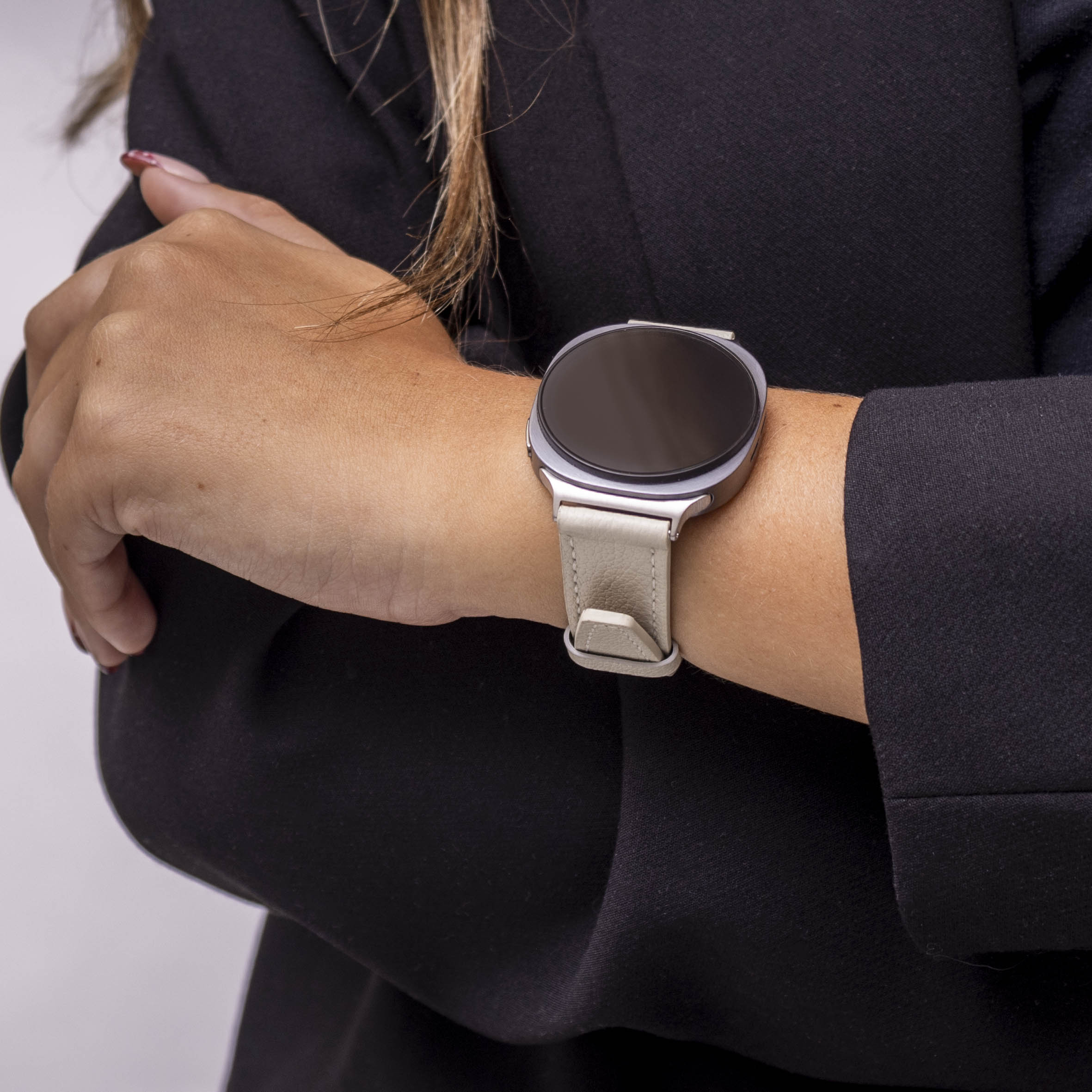 Bandz Samsung Galaxy Watch 8 - 44mm Lederarmband 'Deluxe' (Hell Beige)