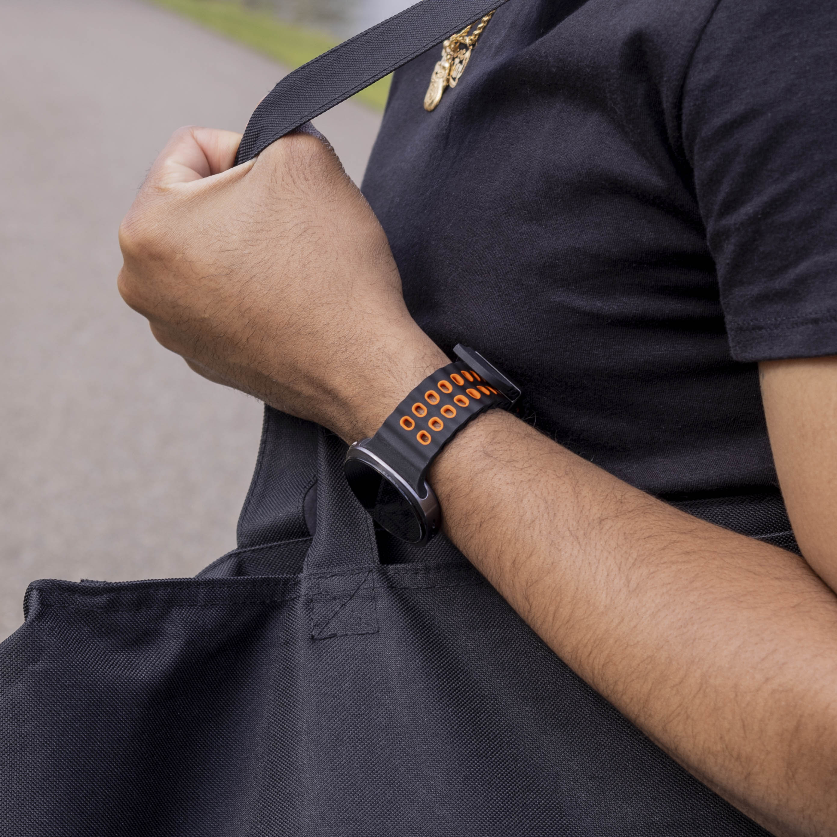 Samsung Galaxy Watch 8 Classic Ocean Armband (Schwarz/Orange)