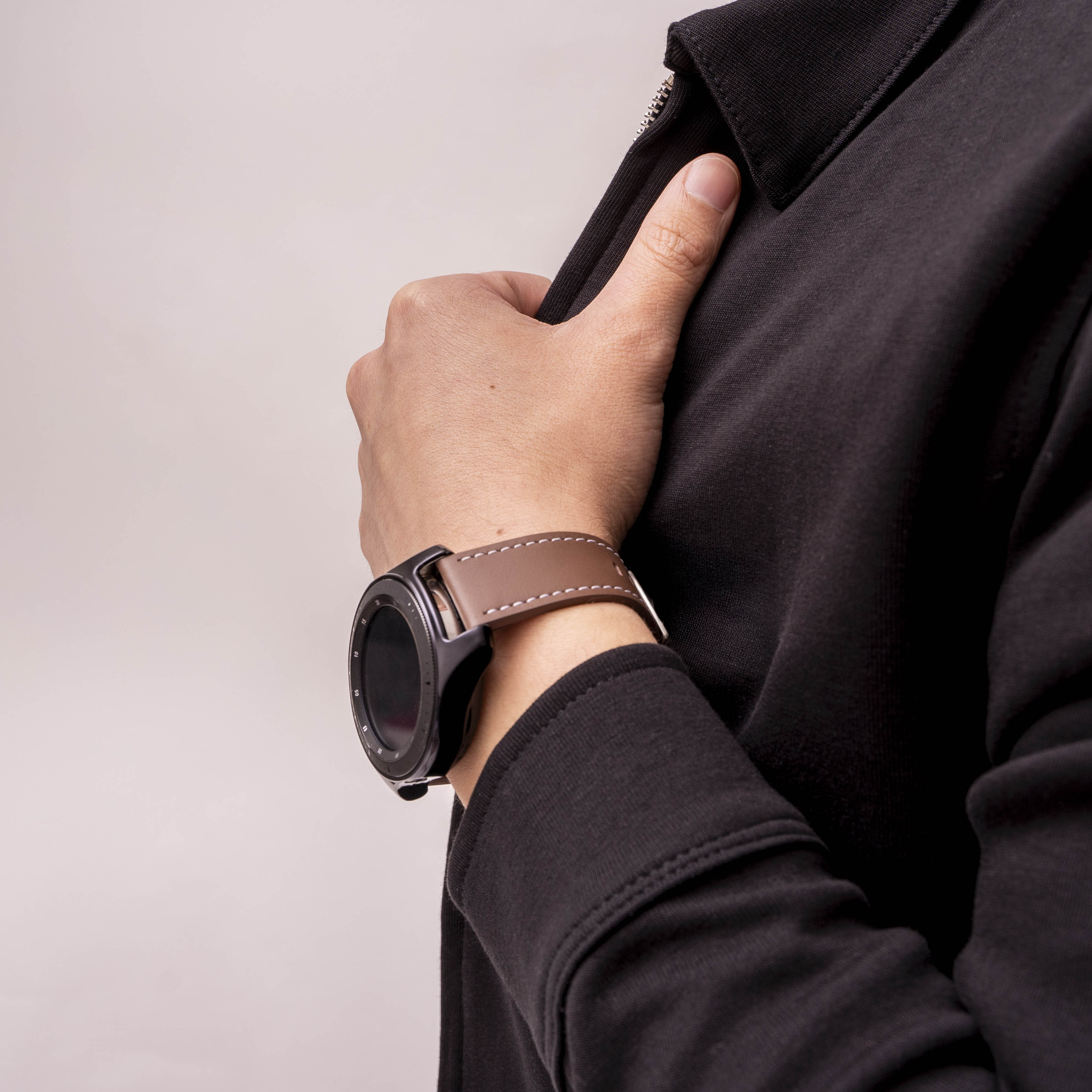 Amazfit Balance 'One Push' Leather Strap (Dark Brown)