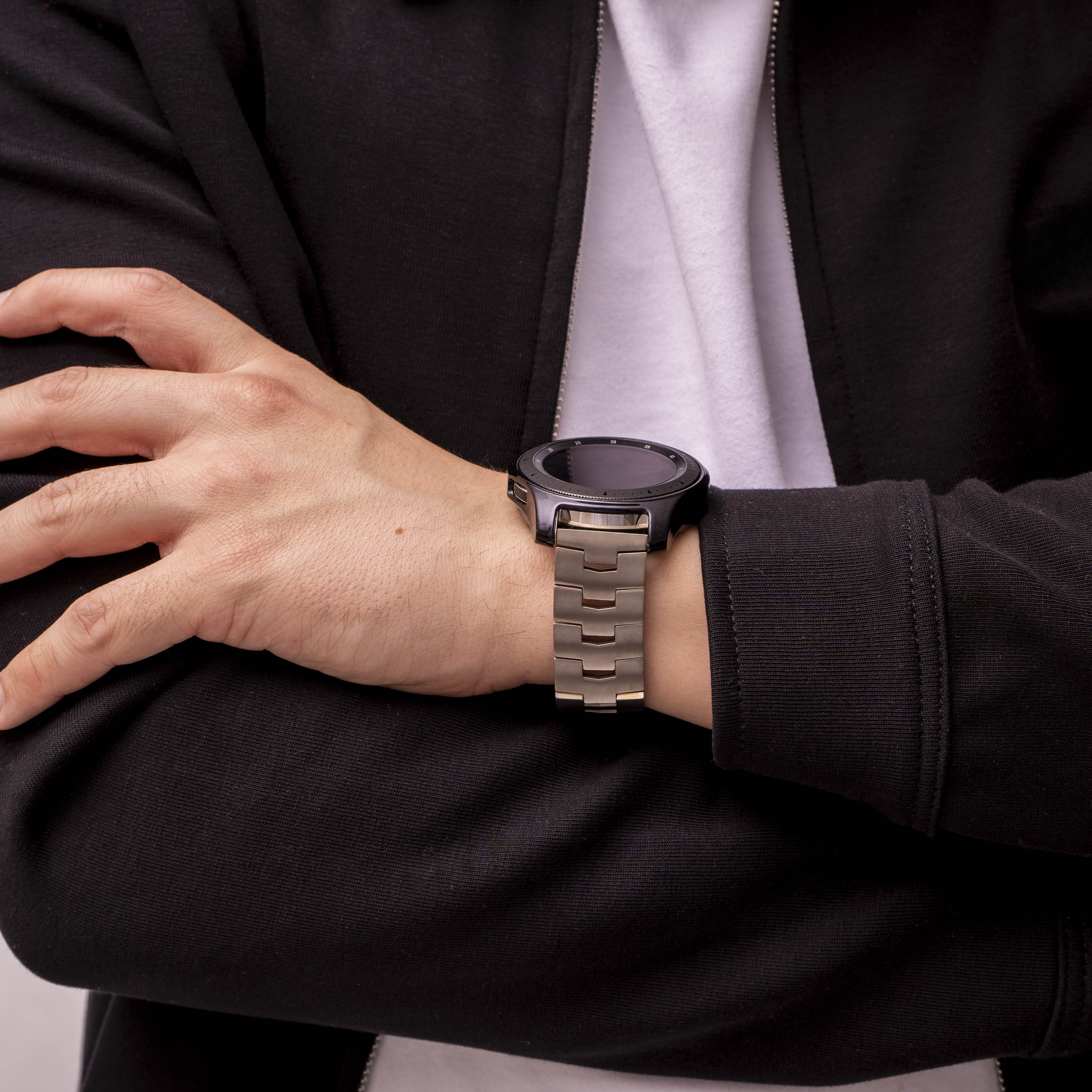 Polar Grit X Titan 'Grain' Armband (flacher Verschluss) (Silber)