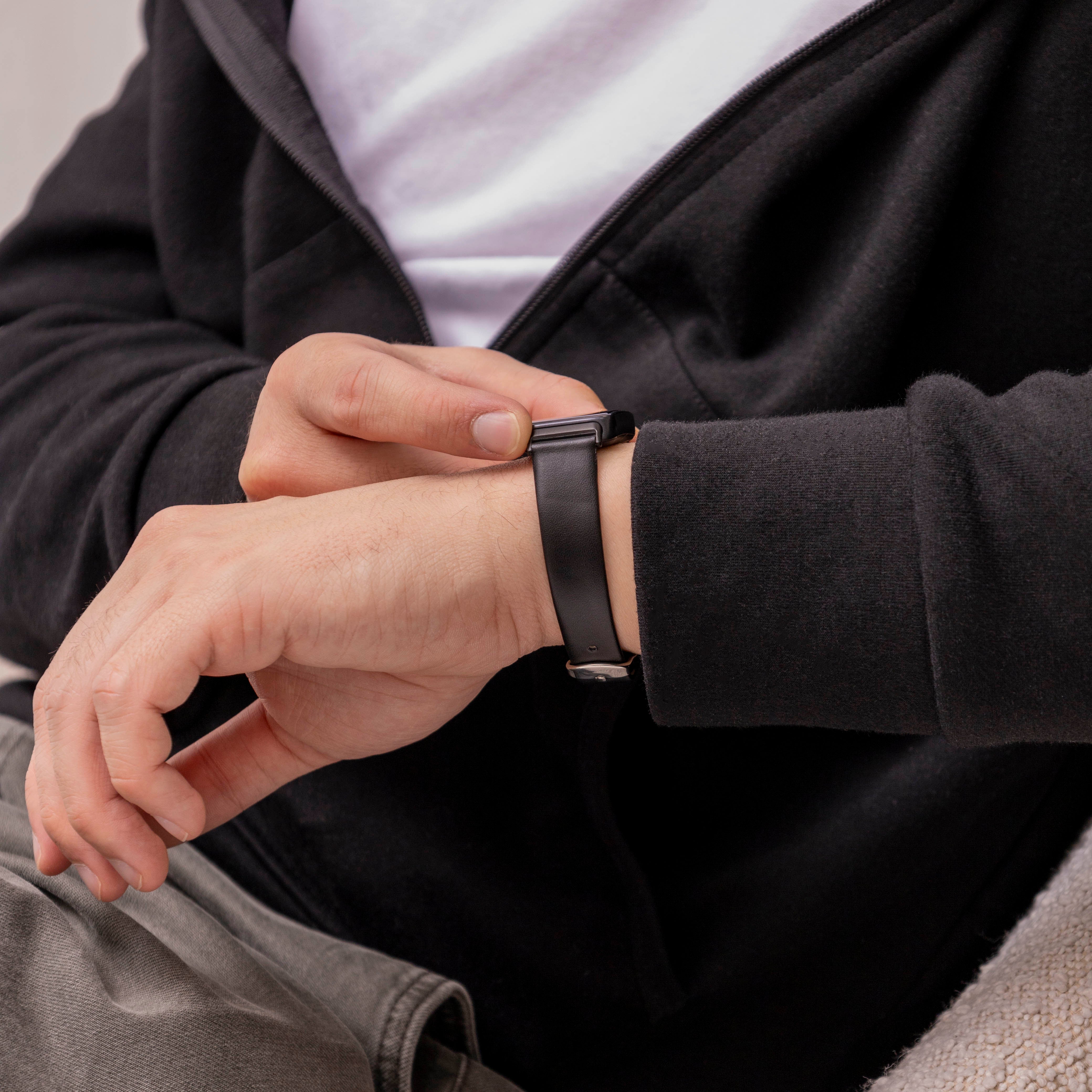 Huawei Band 10 Lederarmband (Schwarz)