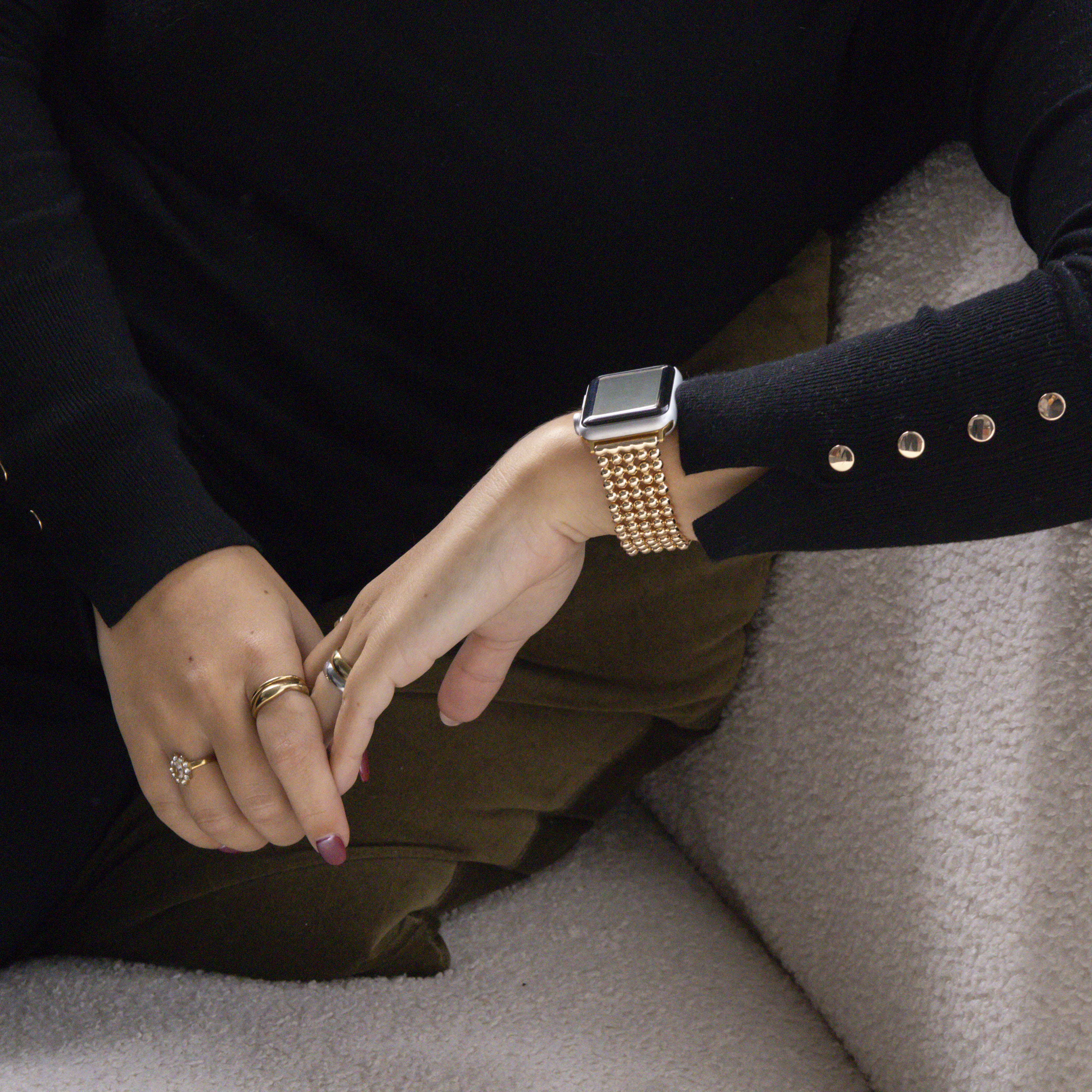 Apple Watch Ultra Beaded Steel Strap (Gold)