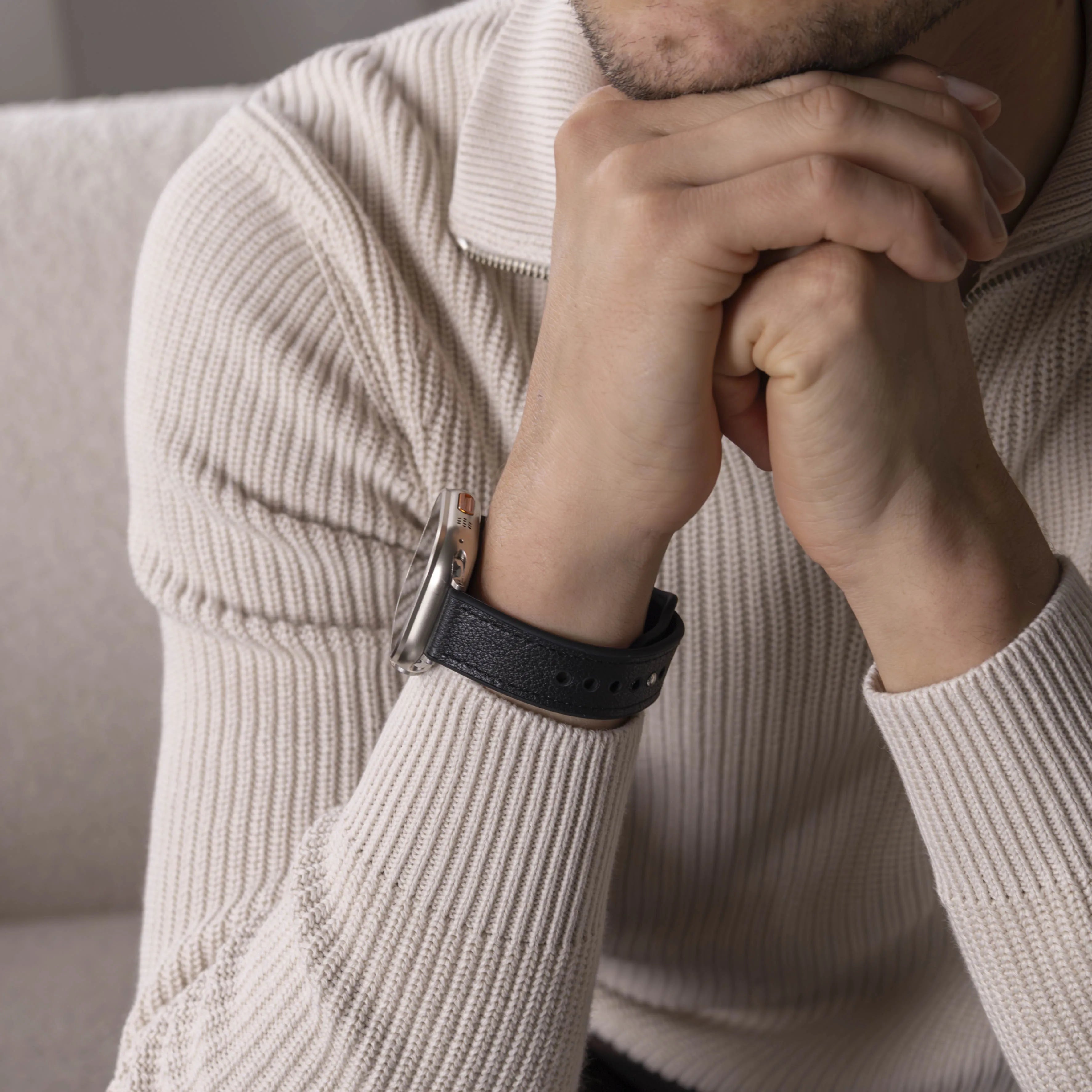 Apple Watch Leder Hybrid-Armband (Schwarz)
