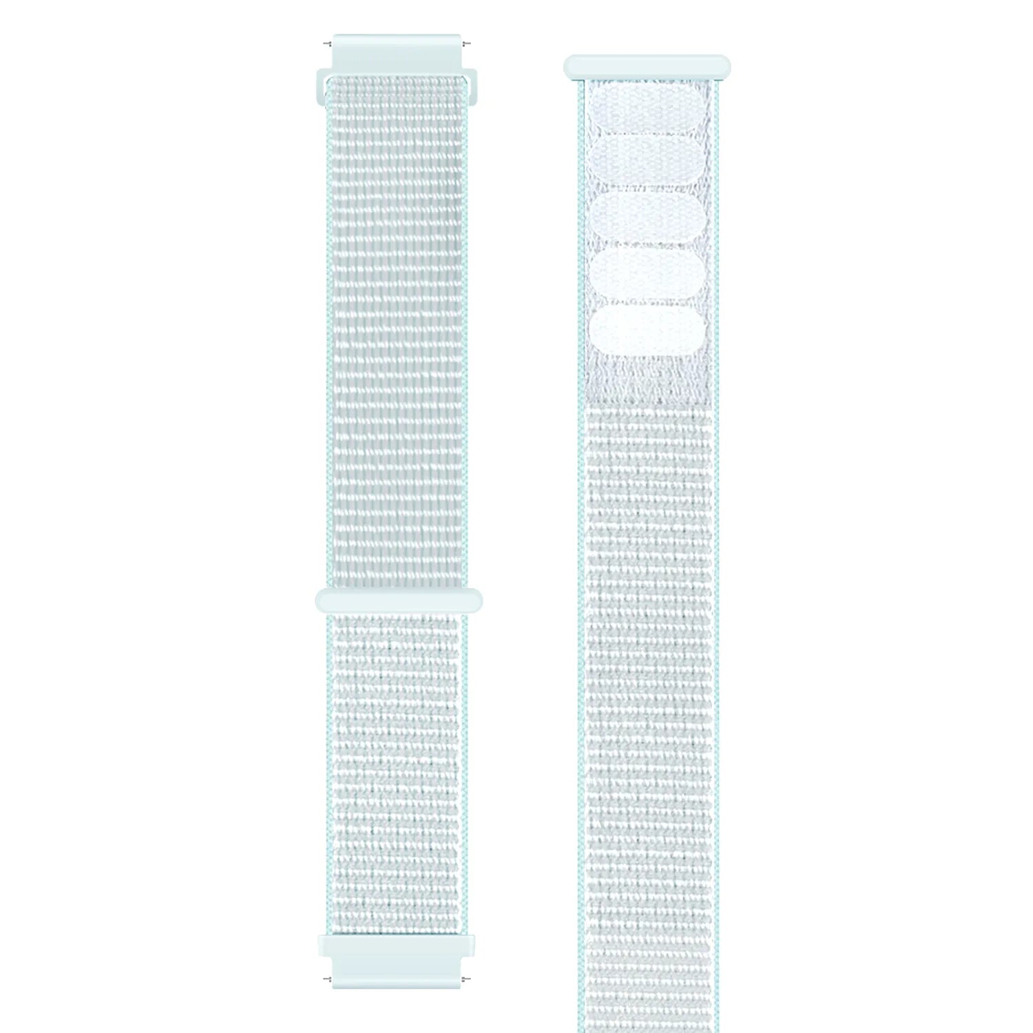 Nylon Strap, light cyan, laid flat, separate parts, direct top view