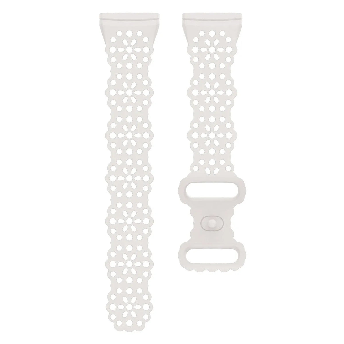 Patterned Silicone Strap, laid flat, separate parts, direct top view