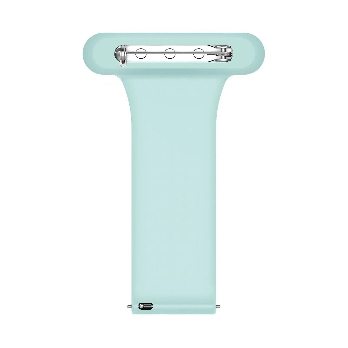 Silicone Nurse Fob, light green, laid flat, separate parts, direct top view