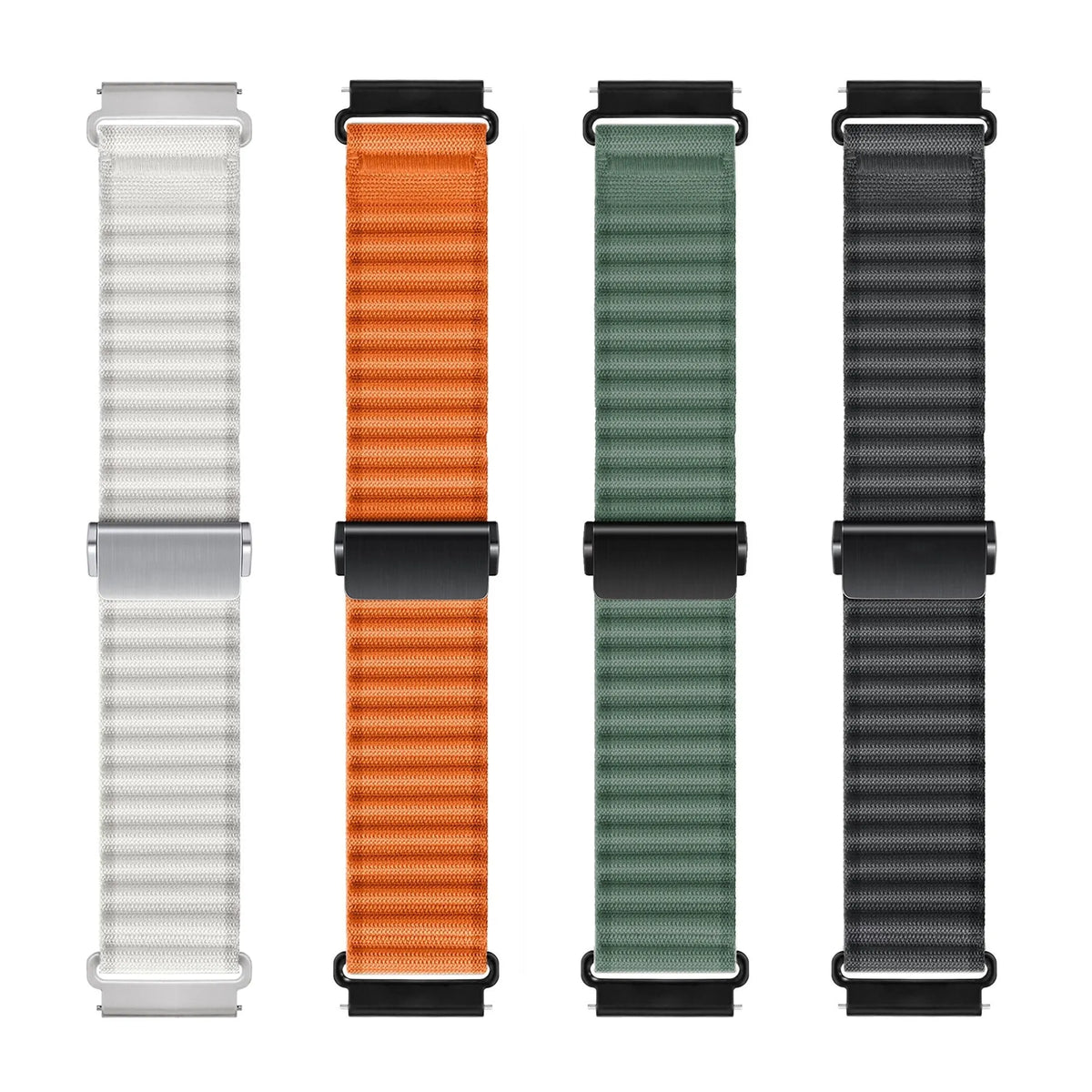 Outdoor Nylon Strap, green, laid flat, separate parts, direct top view