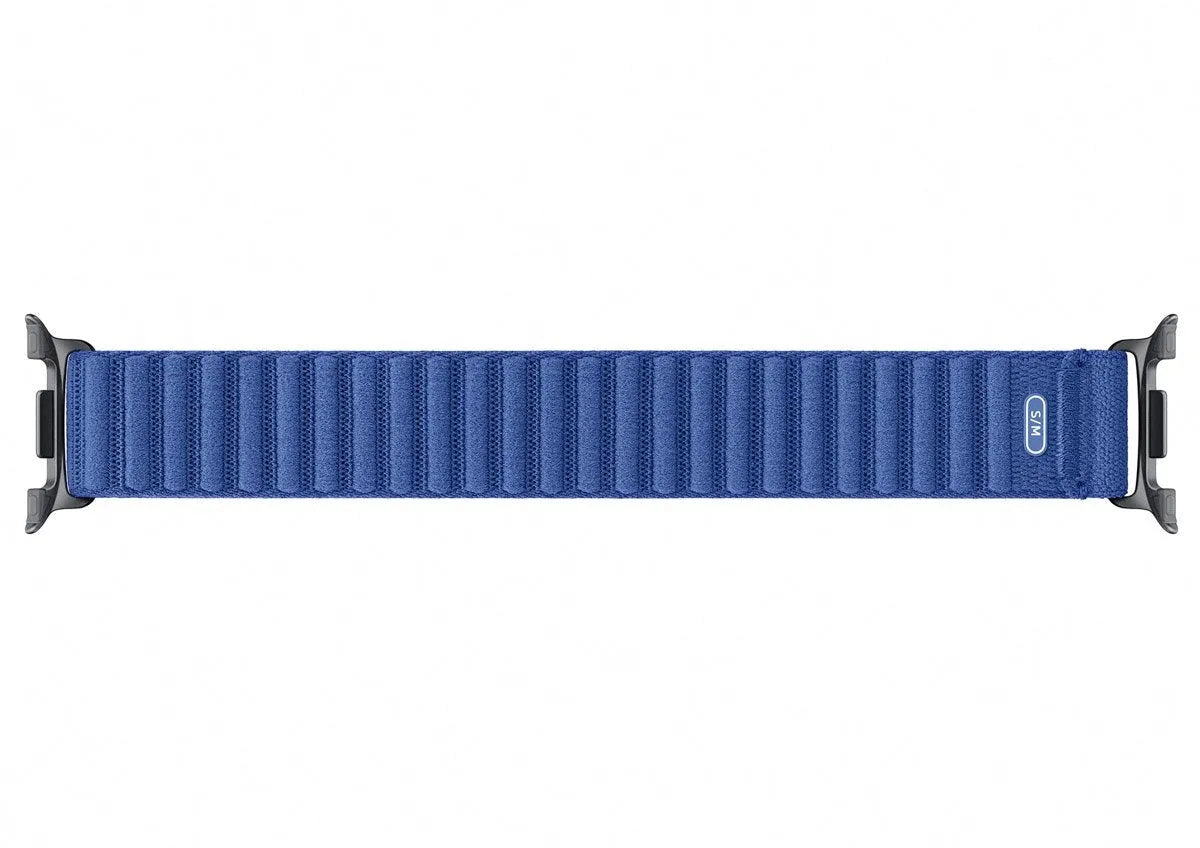 Nylon Fabric Strap, navy blue, laid flat, separate parts, direct top view