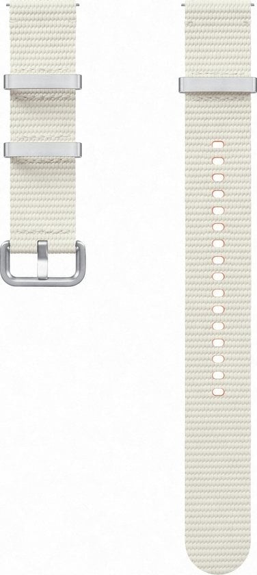 Nylon Athleisure Strap, cream, laid flat, separate parts, direct top view