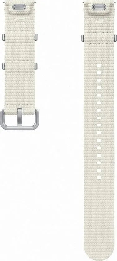 Nylon Athleisure Strap, cream, laid flat, separate parts, direct top view