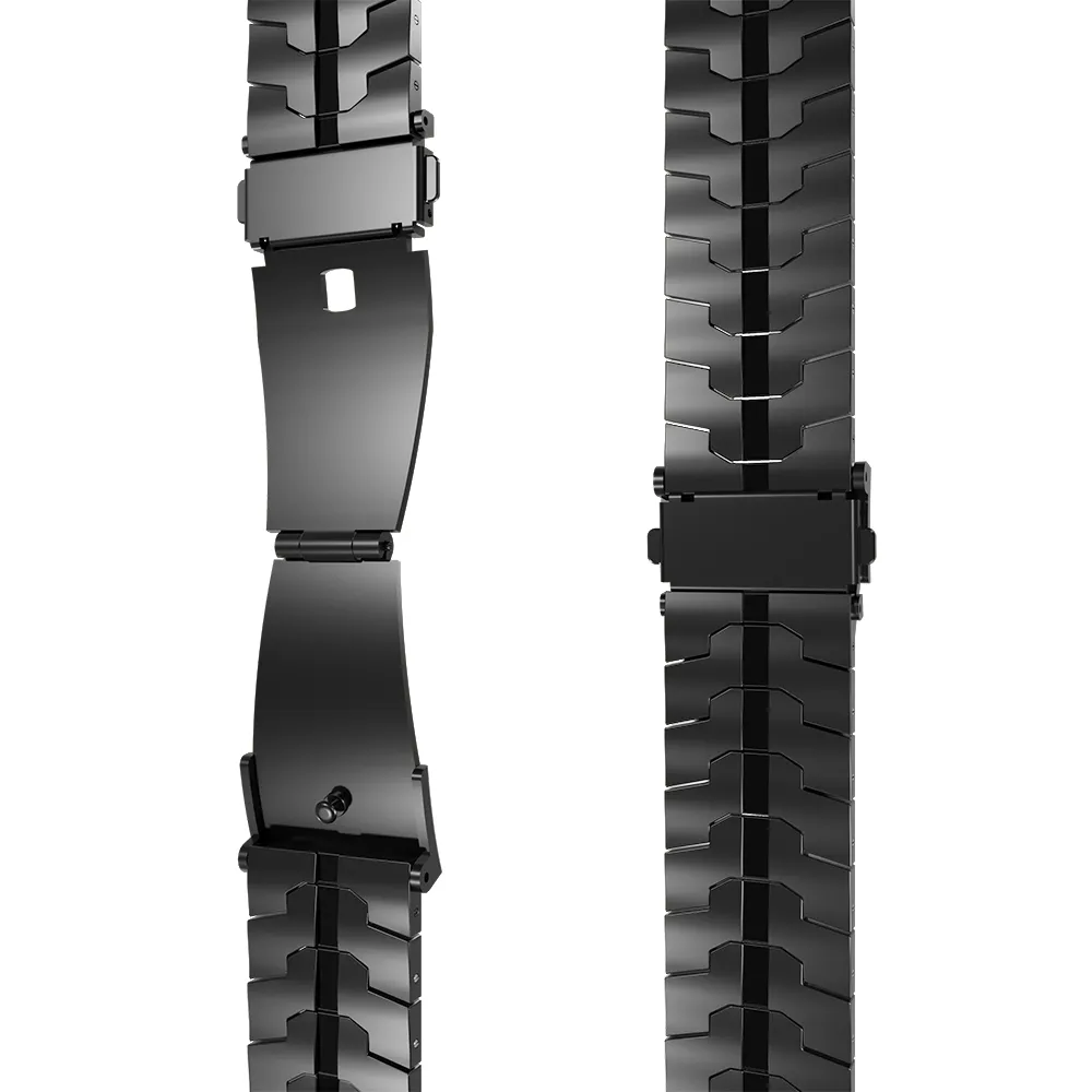 Steel Iron Strap, black, laid flat, separate parts, direct top view