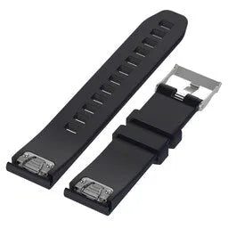 Glossy Silicone Strap, dark blue, laid flat, separate parts, direct top view