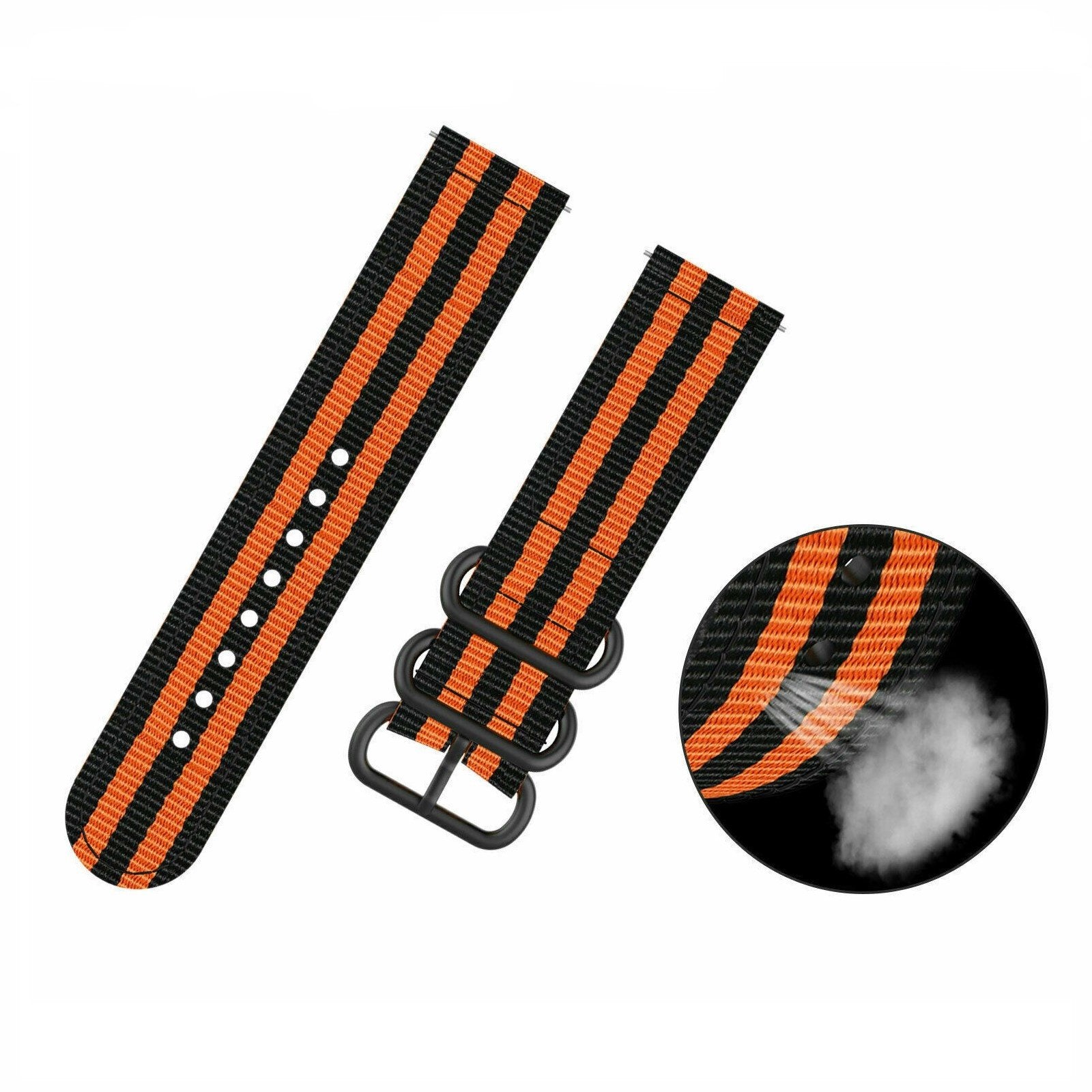 Samsung Galaxy Watch 4 - 44mm Nylon Schnallenarmband (Schwarz/Orange)