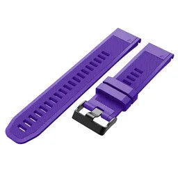 Silicone Strap, purple, laid flat, separate parts, direct top view