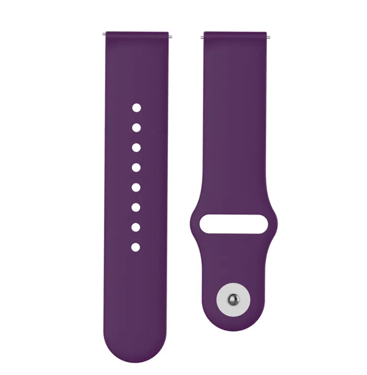 Silicone Sport Strap, purple, laid flat, separate parts, direct top view