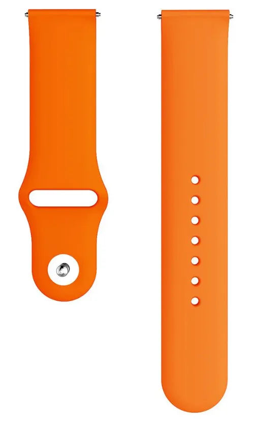 Silicone Sport Strap, orange, laid flat, separate parts, direct top view