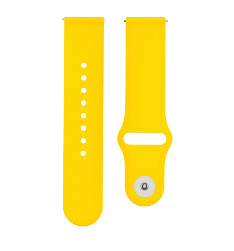 Silicone Sport Strap, yellow, laid flat, separate parts, direct top view