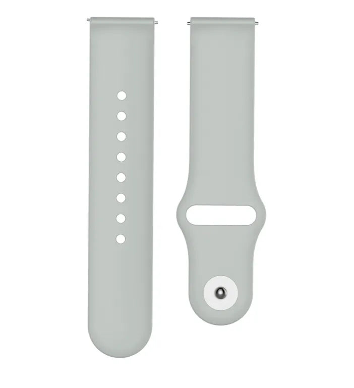 Silicone Sport Strap, grey, laid flat, separate parts, direct top view