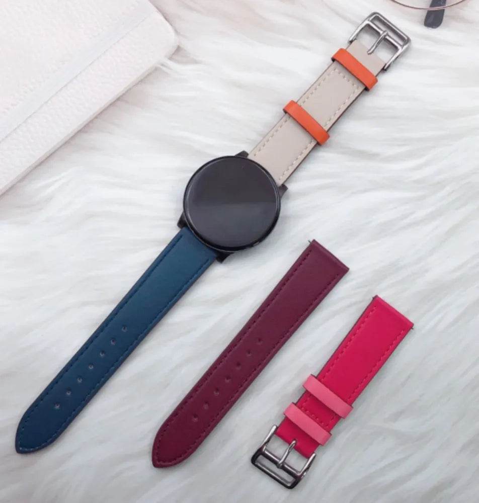 Leather Strap 'Duo', laid flat, separate parts, direct top view