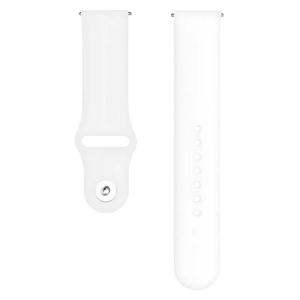 Silicone Glow in the Dark Strap, white, laid flat, separate parts, direct top view