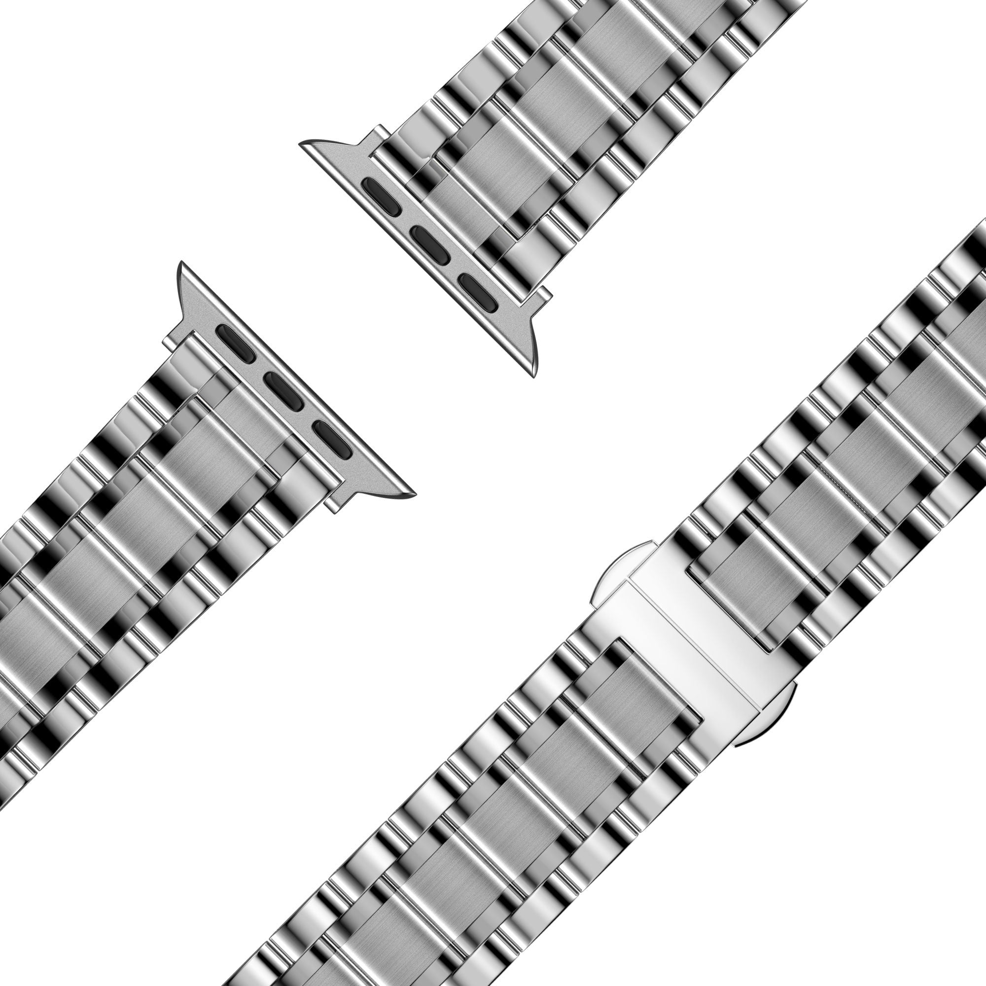 Bandz Apple Watch Ultra stalen schakel band 'Deluxe' (zilver)