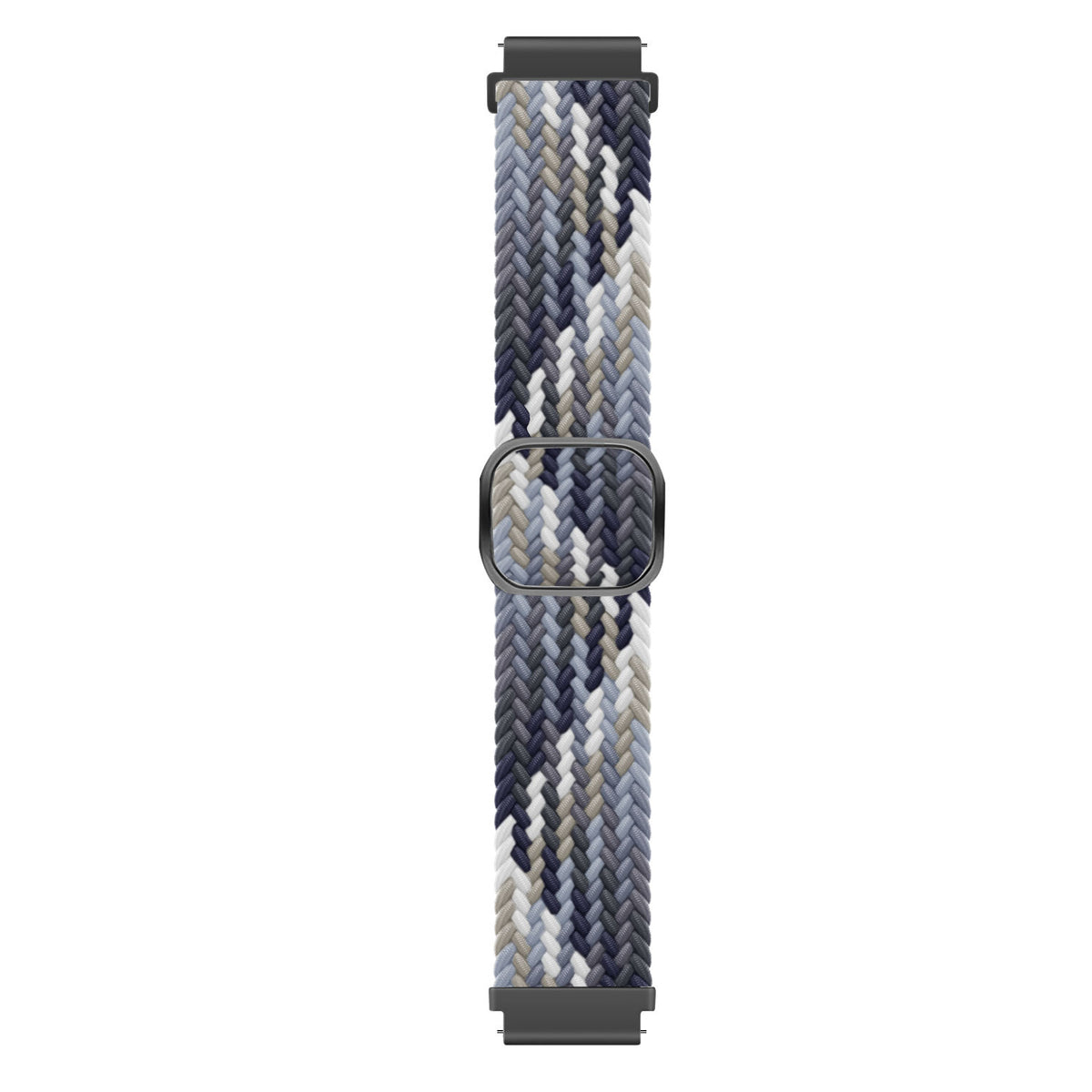 Nylon Adjustable Braided Strap, black/white, laid flat, joined, direct top view