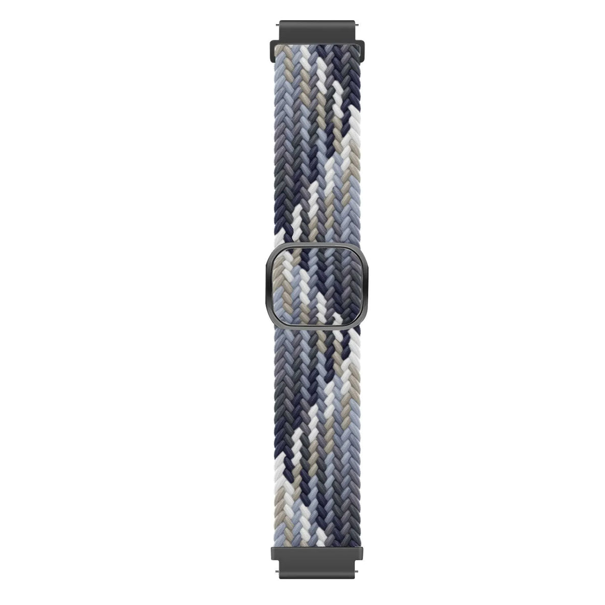 Nylon Adjustable Braided Strap, black/white, laid flat, joined, direct top view