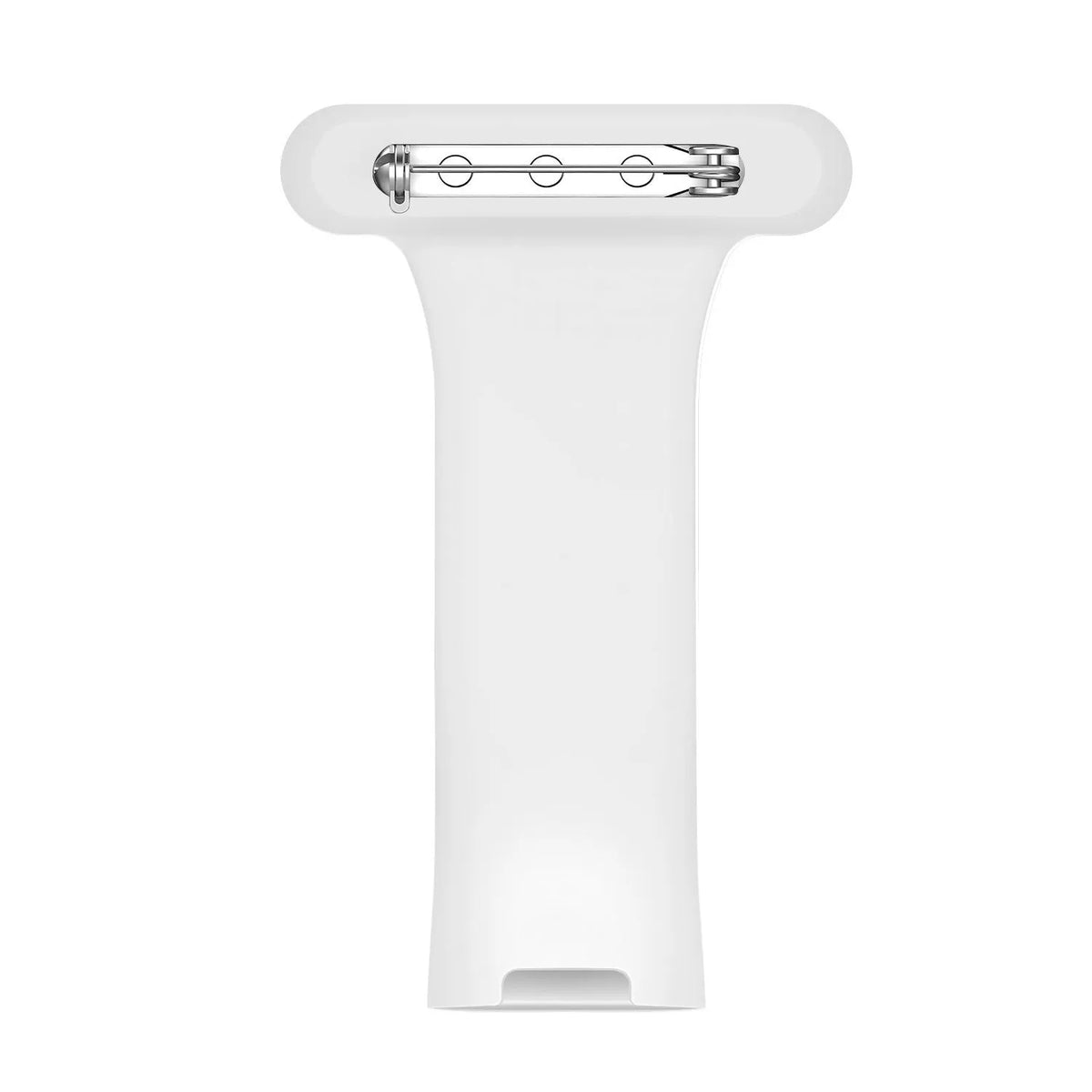 Silicone Nurse Fob, white, laid flat, joined, direct top view
