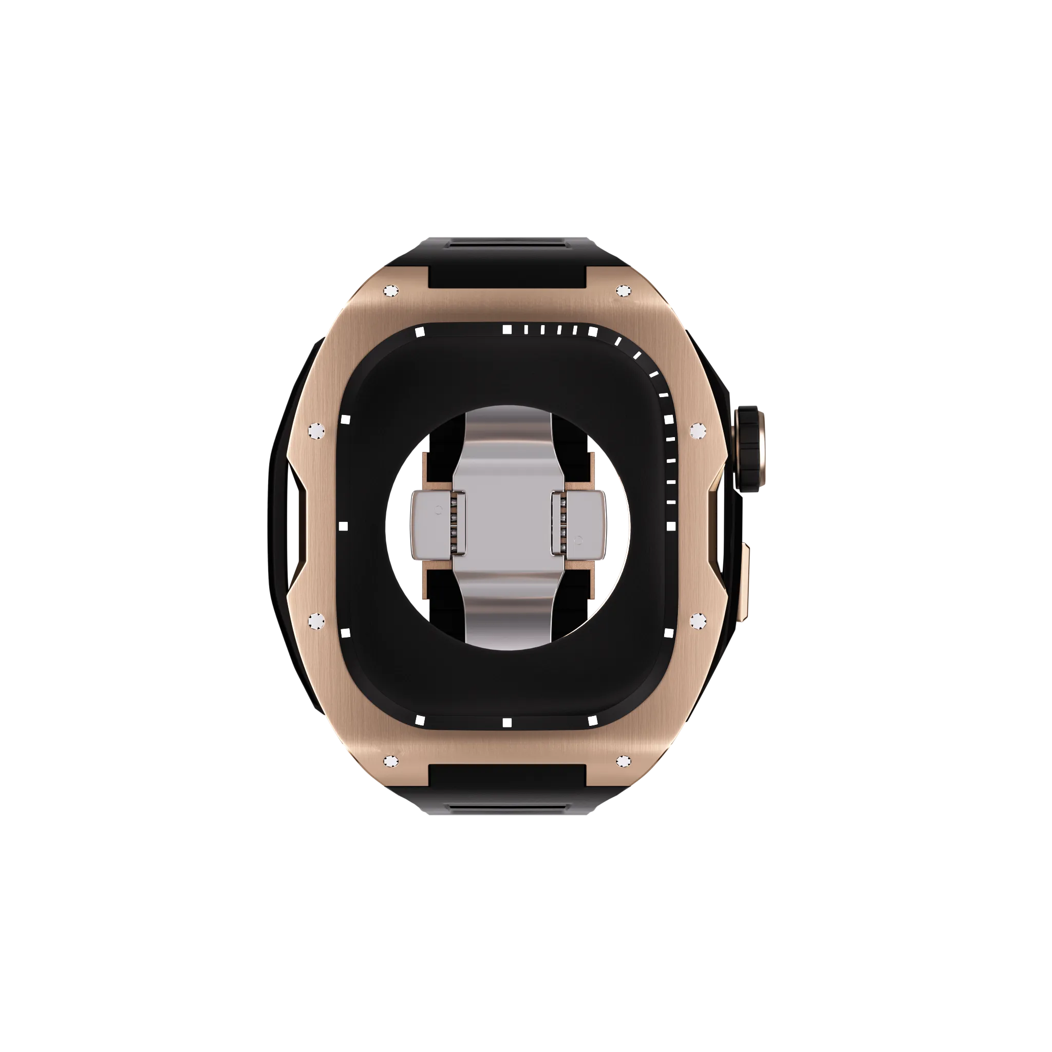 Reqior Boîtier avec bracelet en caoutchouc Apple Watch 45mm (rose or/noir)