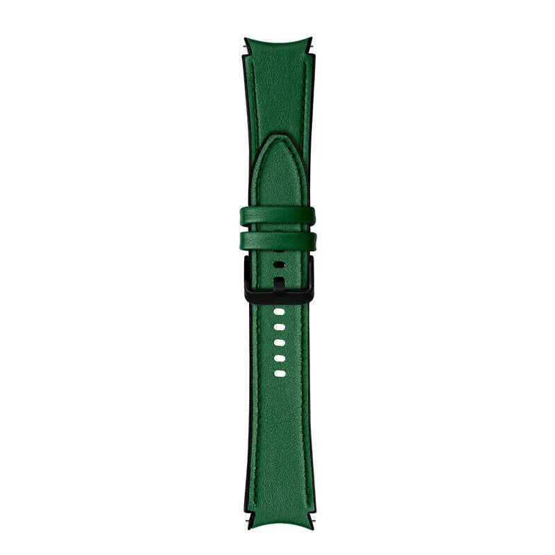 Leather Hybrid Strap, green, laid flat, joined, direct top view
