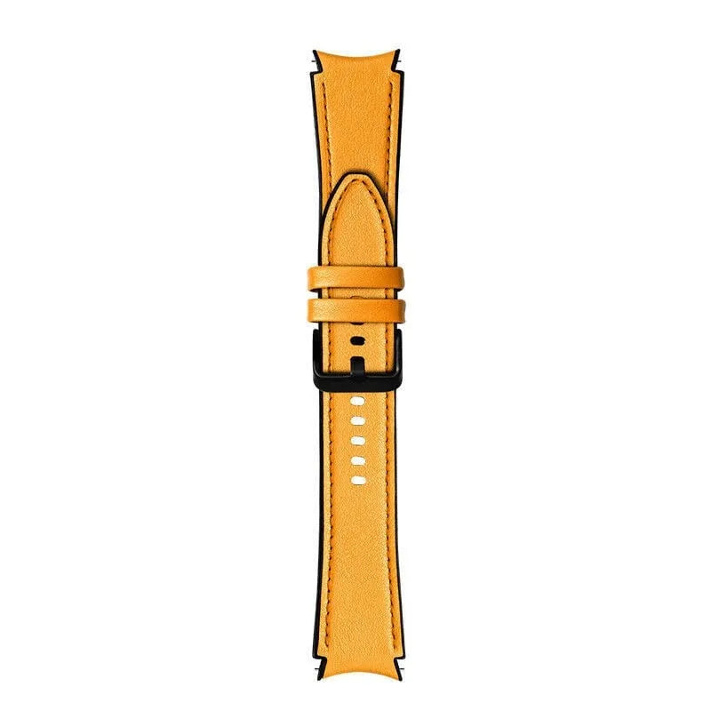 Leather Hybrid Strap, yellow, laid flat, joined, direct top view