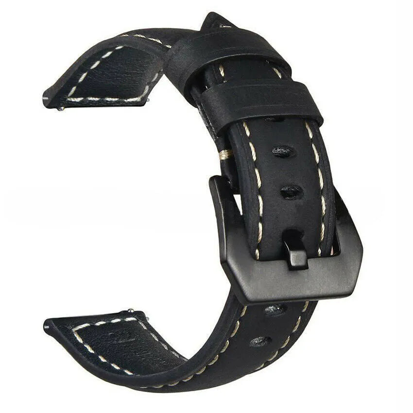 Leather Strap, black, laid flat, joined, direct top view