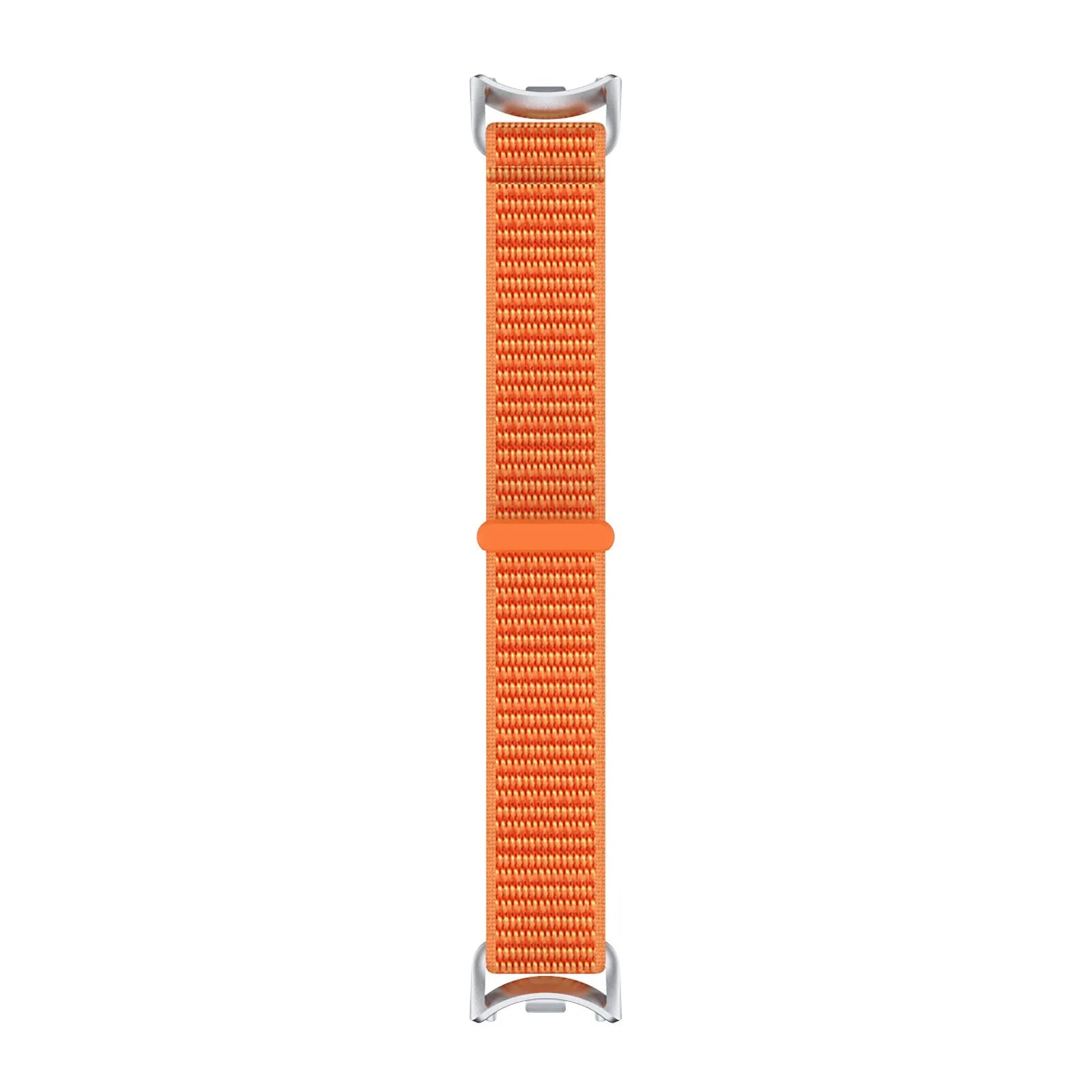 Modern Nylon Strap, orange, laid flat, joined, direct top view