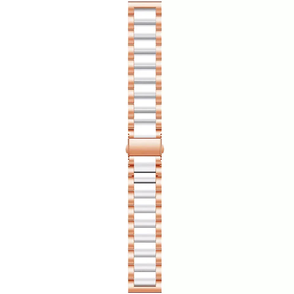 Steel Strap, rose gold/white, laid flat, joined, direct top view
