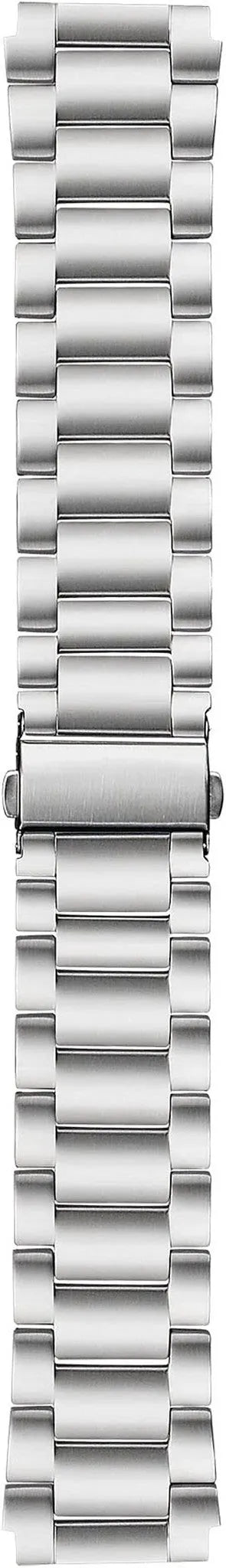 Titanium Strap, silver, laid flat, joined, direct top view