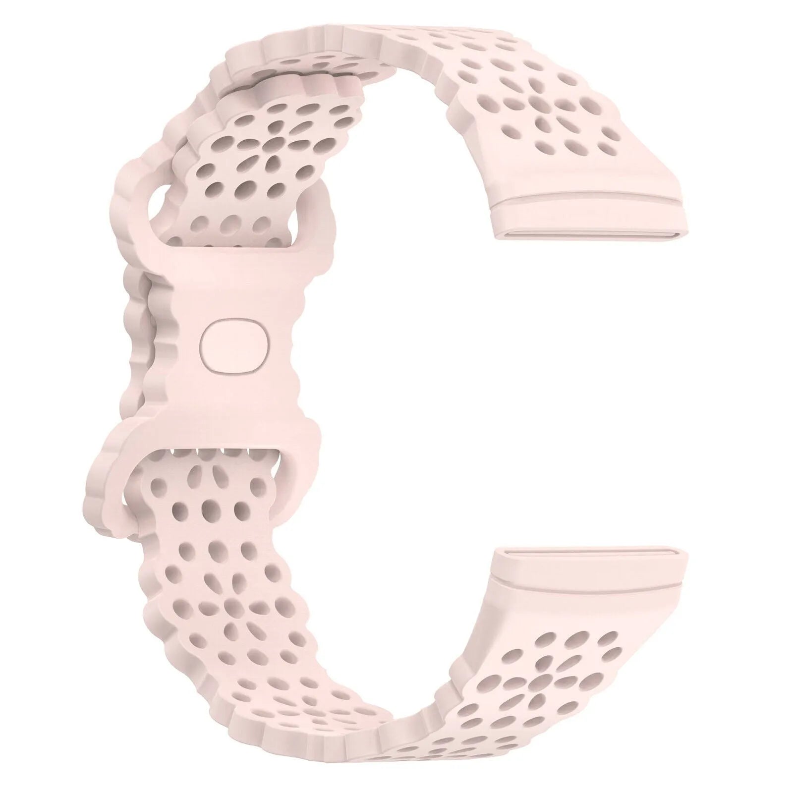 Patterned Silicone Strap, light pink, laid flat, joined, direct top view