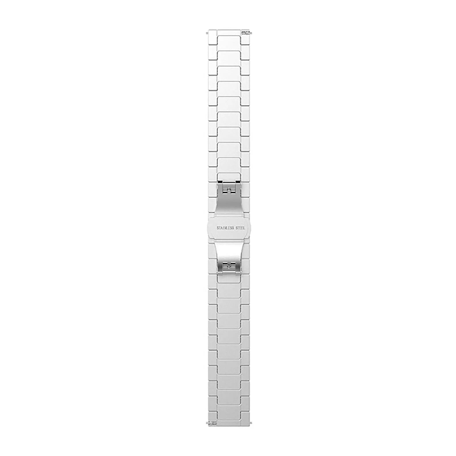 Metal Strap, silver, laid flat, joined, direct top view