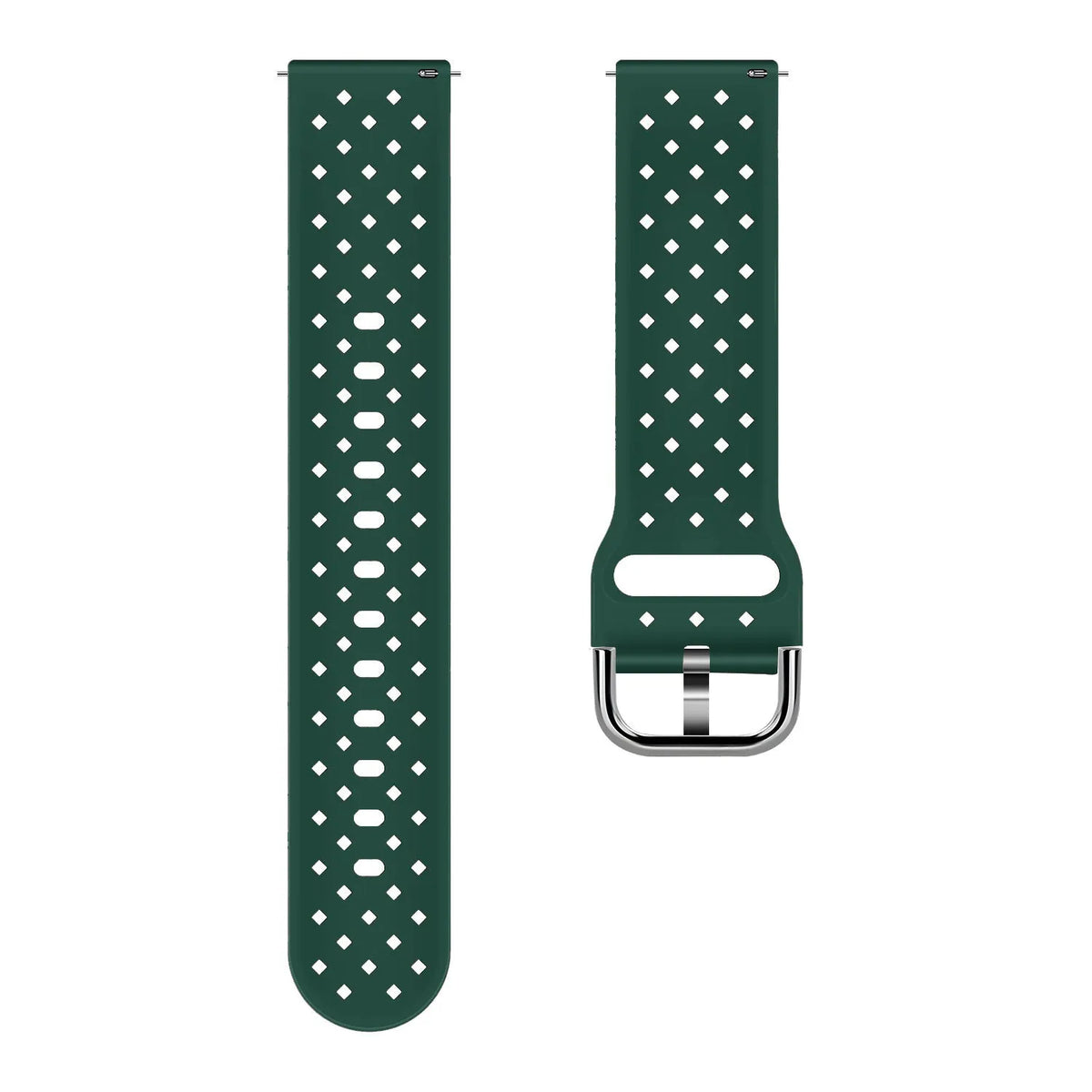 Braided Silicone Strap, laid flat, separate parts, top and underside view