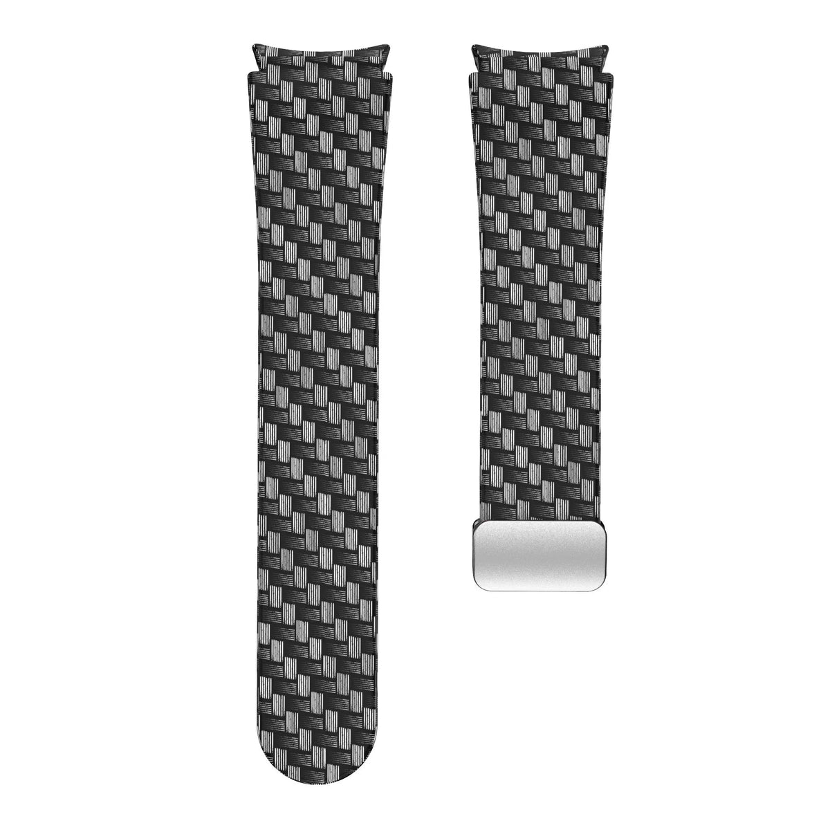 Silicone Magnetic Patterned Strap, laid flat, separate parts, top and underside view