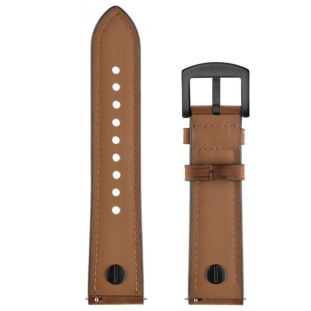Leather Strap with Screw, laid flat, separate parts, top and underside view