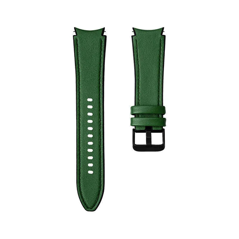Leather Hybrid Strap, laid flat, separate parts, top and underside view