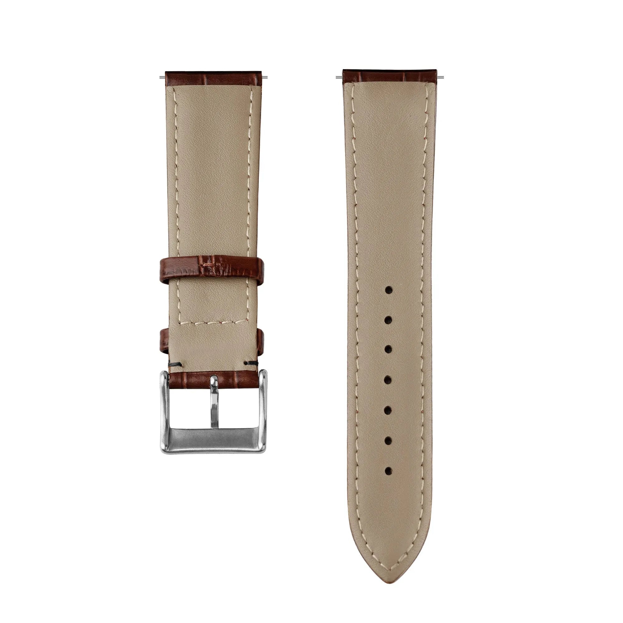 Bracelet cuir à effet crocodile Oppo Watch S (marron)
