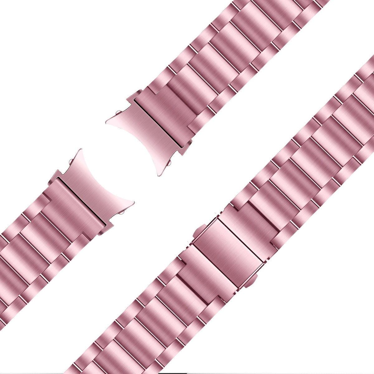 Steel Strap 'Classic', pink, laid flat, joined, 45° top view