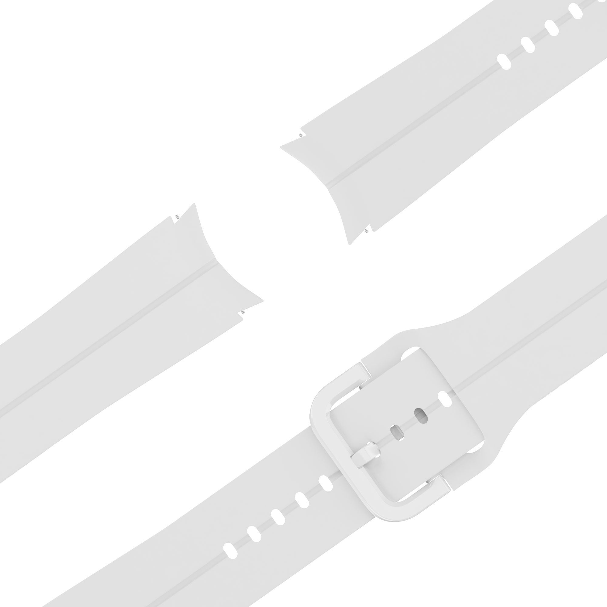 Silicone Strap 'Extreme', white, laid flat, joined, 45° top view