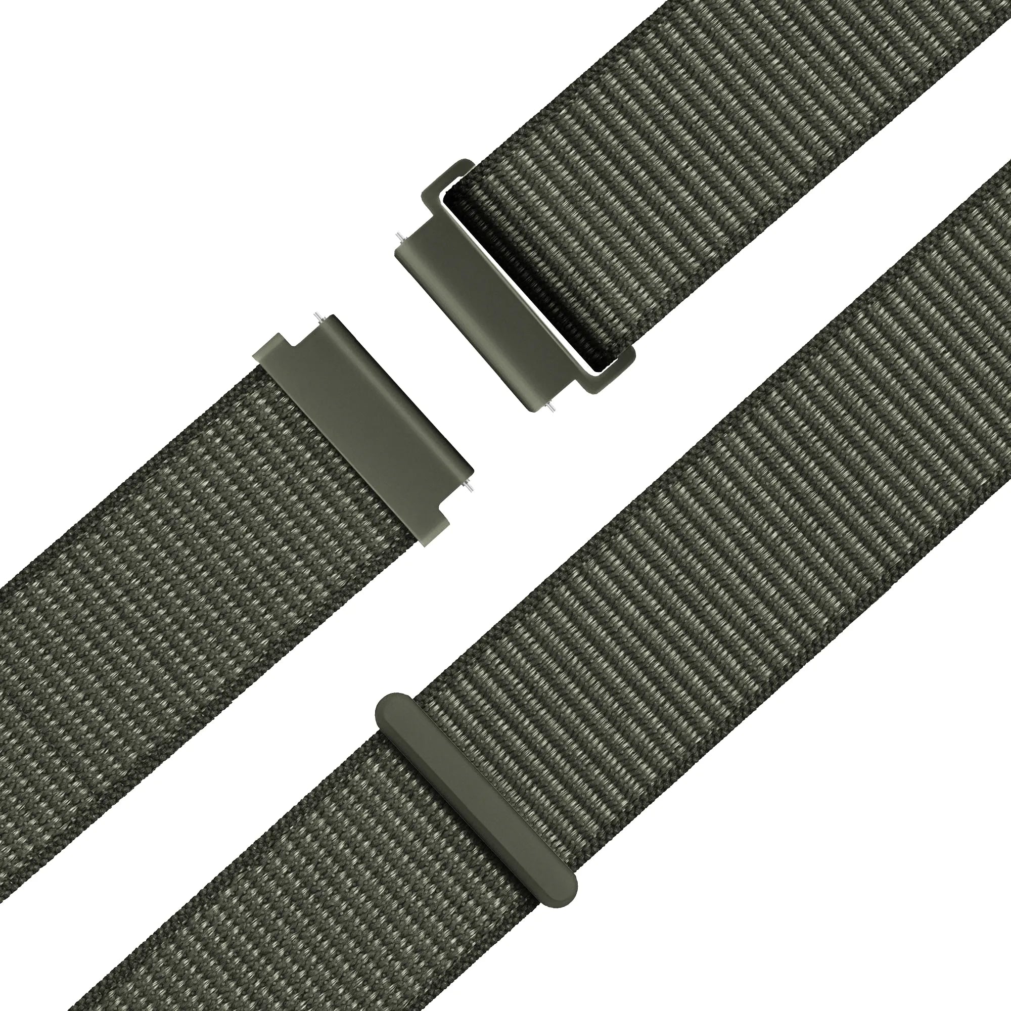 Nylon Loop Strap, dark green, laid flat, joined, 45° top view