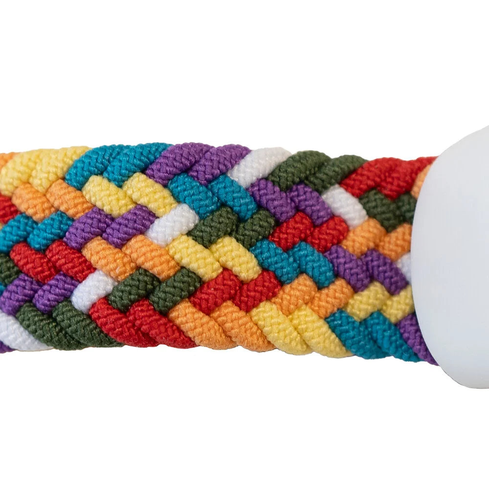 Nylon Mi Braided Strap, rainbow, laid flat, joined, 45° top view