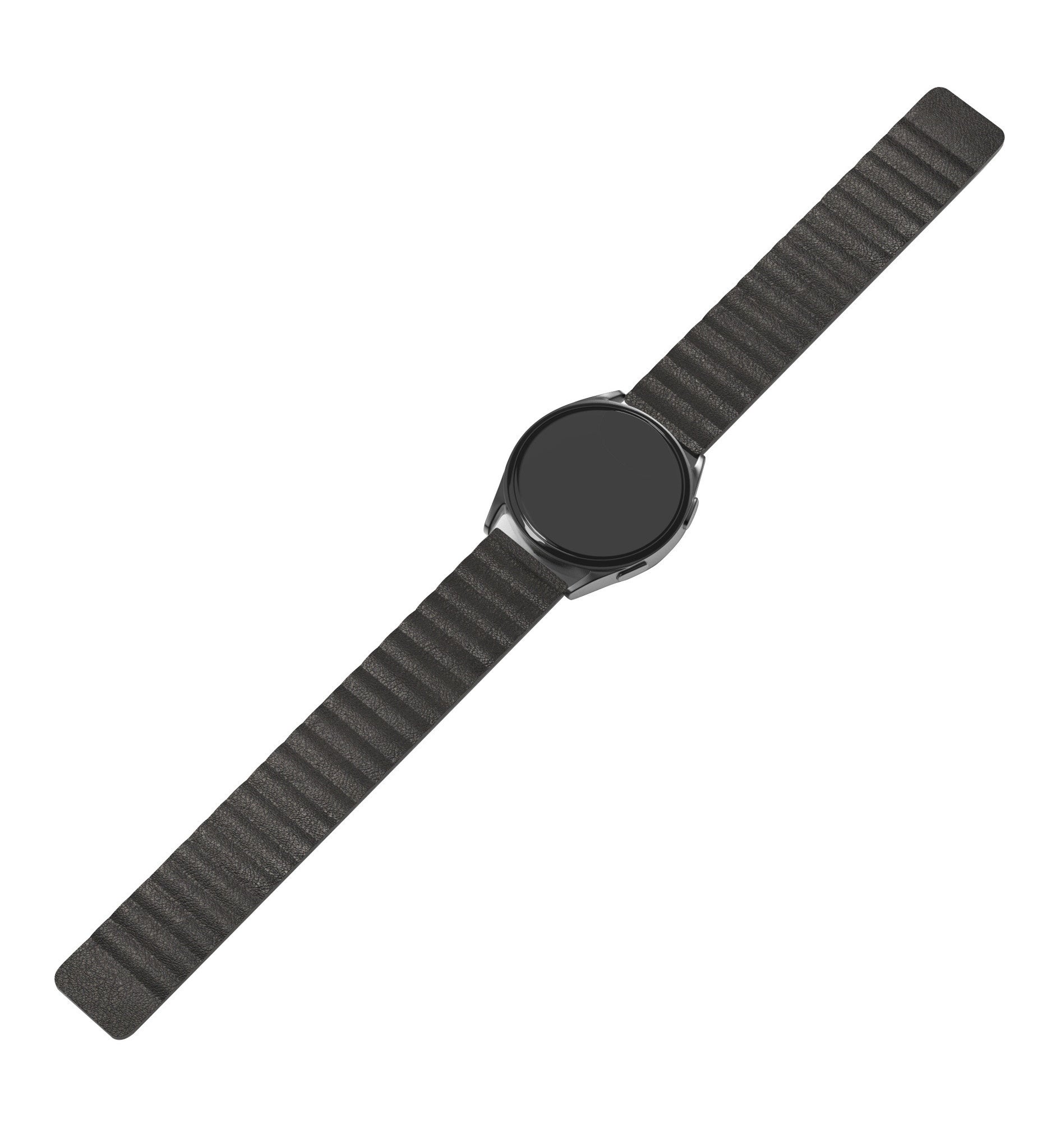 Leather Loop Strap, black, laid flat, joined, 45° top view